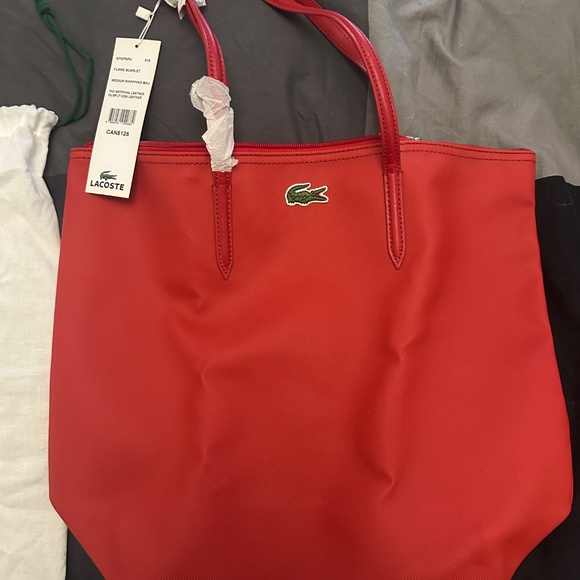 BNWT - Lacoste tote and mini clutch - flame scarlet (Red) - Picture 2 of 3